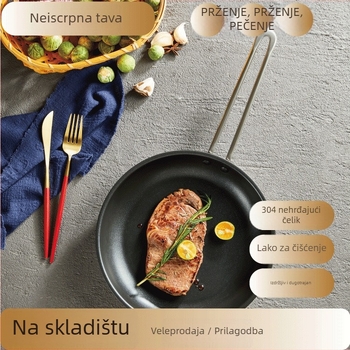 Tava za prženje od nehrđajućeg čelika s neprijanjajućim premazom, trostruko dno, pogodna za indukcijsku i plinsku ploču, stakleni poklopac