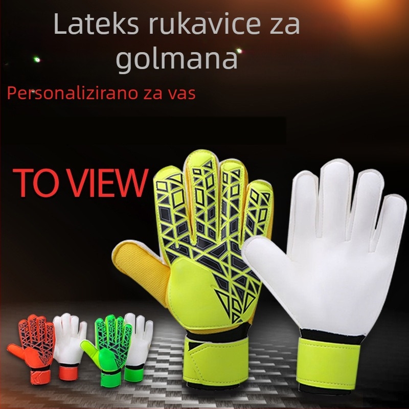 Nogometne vratarske rukavice, PU materijal, debeli protivklizni grip, laserski uzorak, za trening i utakmice (unisex; marka Yichuan)