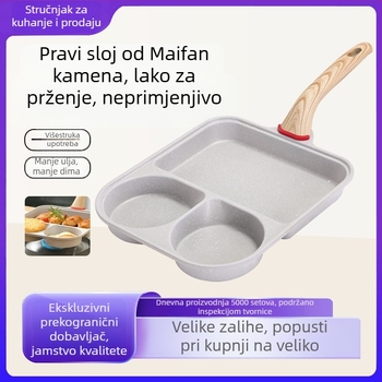 Neprijanjajući tiganj za doručak i jaja, aluminijska legura, višeslojno dno, model 5656448, kompatibilan s općim kuhalnim pločama