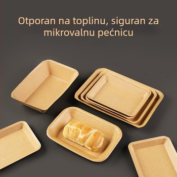 Jednokratna pladnja od kraft papira, pravokutna, nije pogodna za mikrovalnu, nerazgradiva, tip posuđa – tanjur
