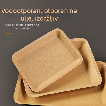 Jednokratna pladnja od kraft papira, pravokutna, nije pogodna za mikrovalnu, nerazgradiva, tip posuđa – tanjur