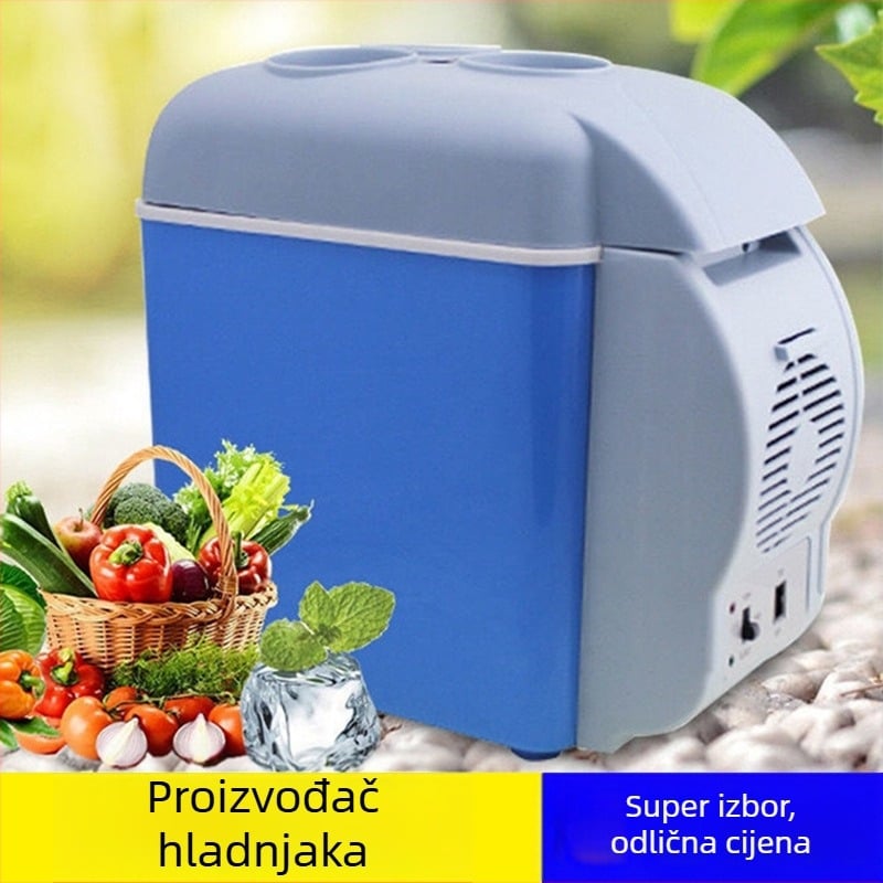 Mini auto hladnjak s dvostrukom funkcijom hlađenja i grijanja, kapacitet 7,5 L, napajanje 12V, 30-48W, hlađenje do 3°C, grijanje do 50°C