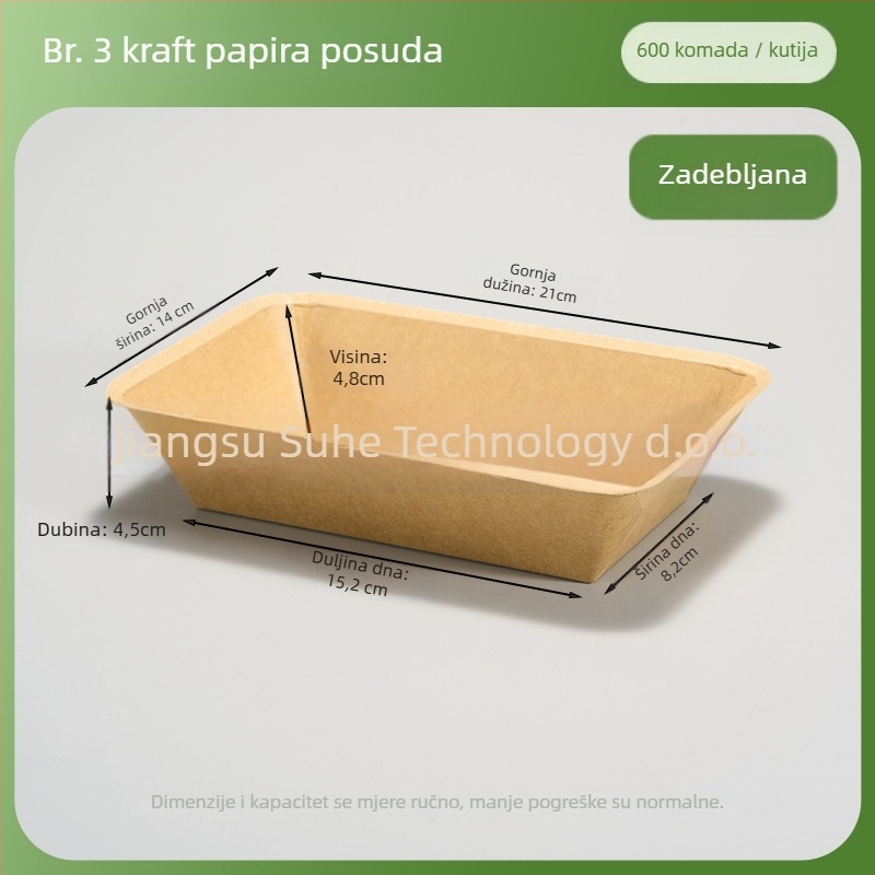 Jednokratna tanjur od Kraft papira – pravokutnog oblika, mikrovalna sigurnost, biorazgradiva