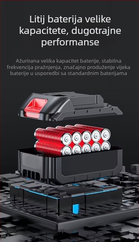 10 mm litij-ionski bežični bušilica s pištolnim držajem, višenamjenski, automatsko zaključavanje čeljusti, naprijed/natrag, set bušilica i odvijača