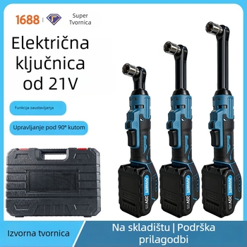 Električni račnički ključ, 90° kut, 21V litij baterija, okretni moment 80 Nm, težina 0,9 kg