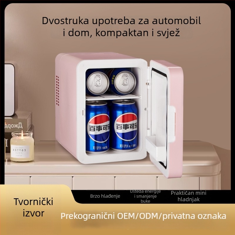 Prijenosni automobilni hladnjak s funkcijom grijanja i hlađenja, zapremina 6-10 L, 12V/220V, 30-42W, hlađenje do 4°C / grijanje do 65°C