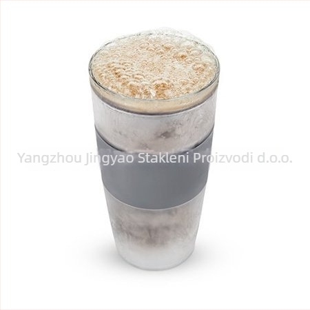 Dvostruka staklena čaša od borosilikata – 470 ml, održava hladno i toplo, zaštita od opekotina, cilindrični oblik