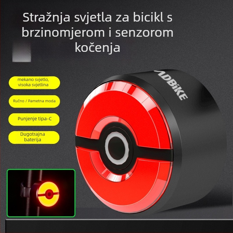Leadbike punjivo stražnje svjetlo za bicikl s Type-C, dvostrukim nosačem i pametnim senzorom kočnice