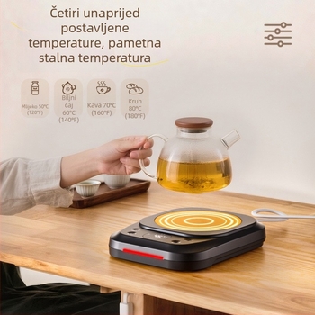 Izolirana podloga za šalicu s konstantnom temperaturom 75°C, pet razina podešavanja, PC kućište, priključno napajanje, dodirno upravljanje