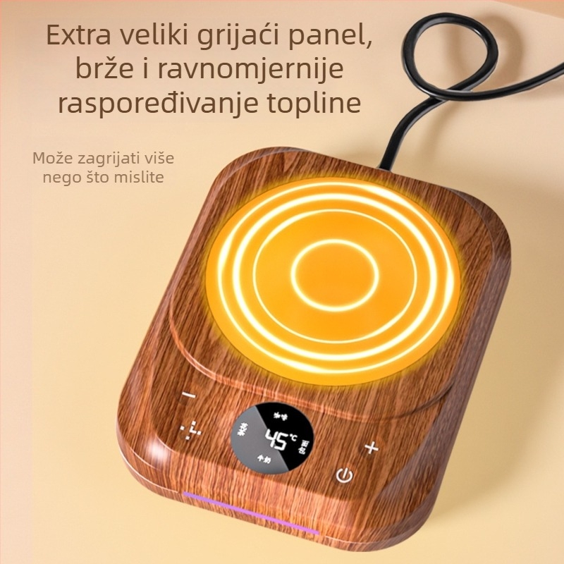 Izolirana podloga za šalicu s konstantnom temperaturom 75°C, pet razina podešavanja, PC kućište, priključno napajanje, dodirno upravljanje