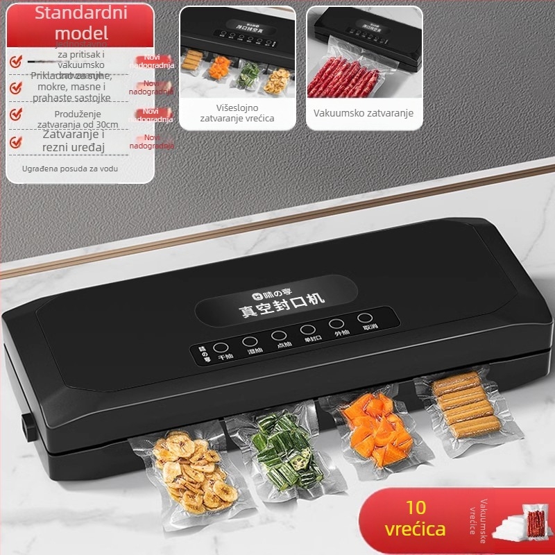 Potpuno automatska kućna vakuumska aparat za pakiranje hrane – ABS kućište, 150W, 220V, model SKJ, vakuumska funkcija, napajanje iz utičnice