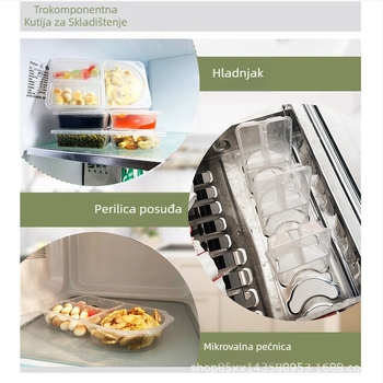 Kaiyue plastična kutija za umake s tri odjeljka, mikrovalno sigurna i zamrzivački otporna