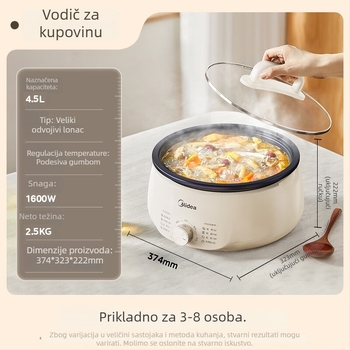 Midea MC-HGE3026 Električni lonac za kuhanje, kapacitet 4-5 L, snaga 1500 W, unutarnji tanjur od legure, regulacija temperature, mehaničko upravljanje