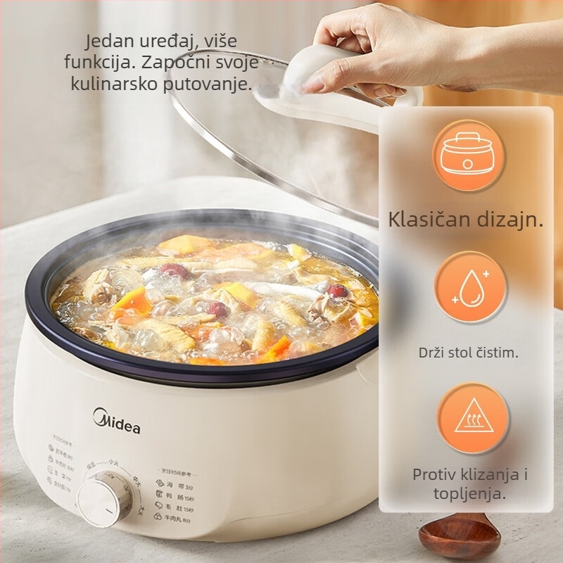 Midea MC-HGE3026 Električni lonac za kuhanje, kapacitet 4-5 L, snaga 1500 W, unutarnji tanjur od legure, regulacija temperature, mehaničko upravljanje
