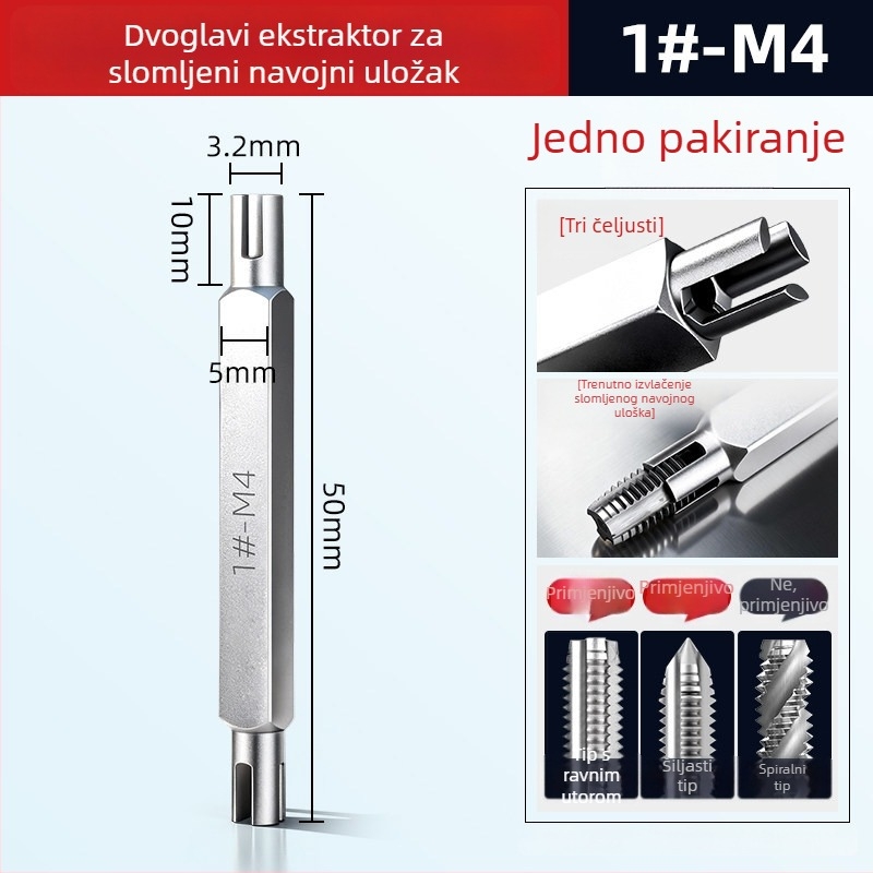 Set za uklanjanje prekinutih navoja – dvostruki glavi alat (ručno)