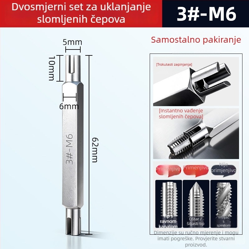 Set za uklanjanje prekinutih navoja – dvostruki glavi alat (ručno)