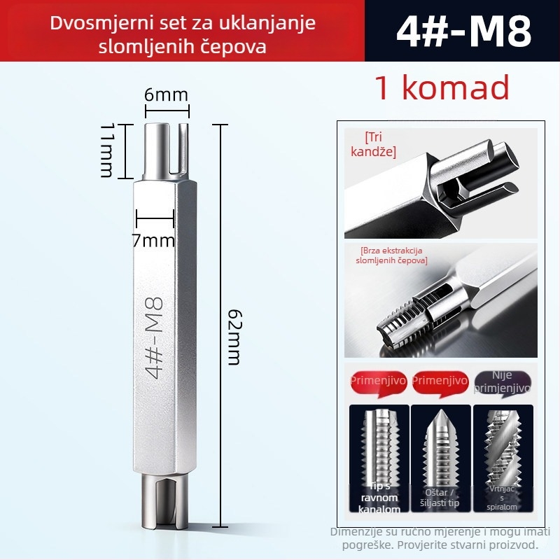 Set za uklanjanje prekinutih navoja – dvostruki glavi alat (ručno)