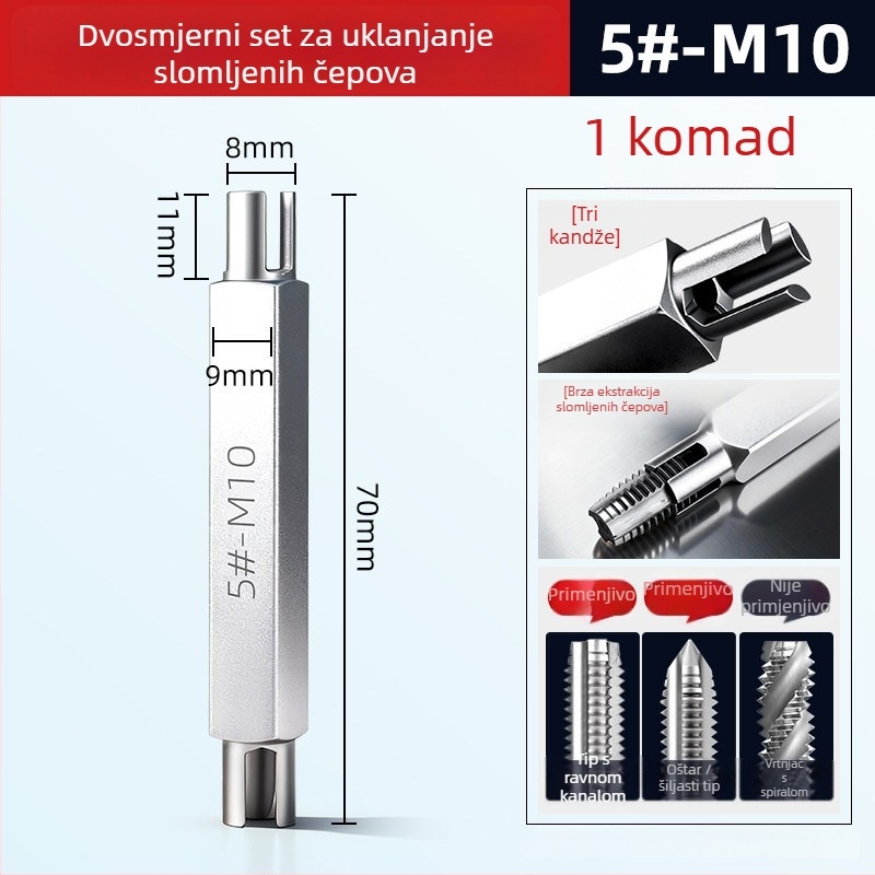 Set za uklanjanje prekinutih navoja – dvostruki glavi alat (ručno)