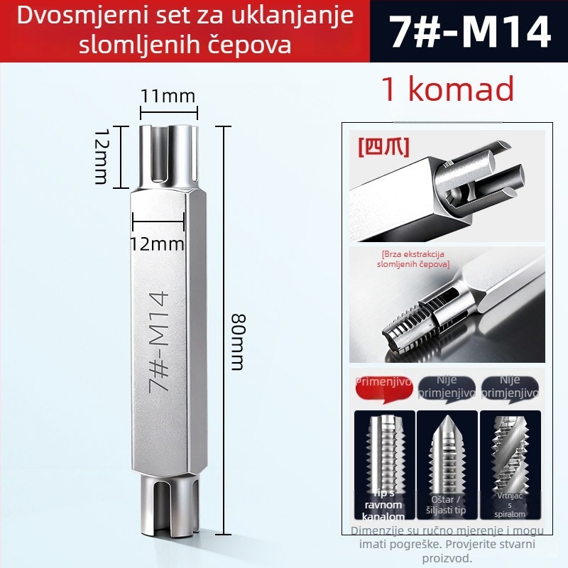 Set za uklanjanje prekinutih navoja – dvostruki glavi alat (ručno)