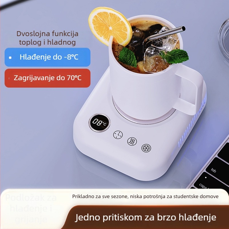 Podgrijavajuća podloga za šalicu s ABS kućištem, napajanje iz mreže, dodirno upravljanje, bez automatskog isključivanja