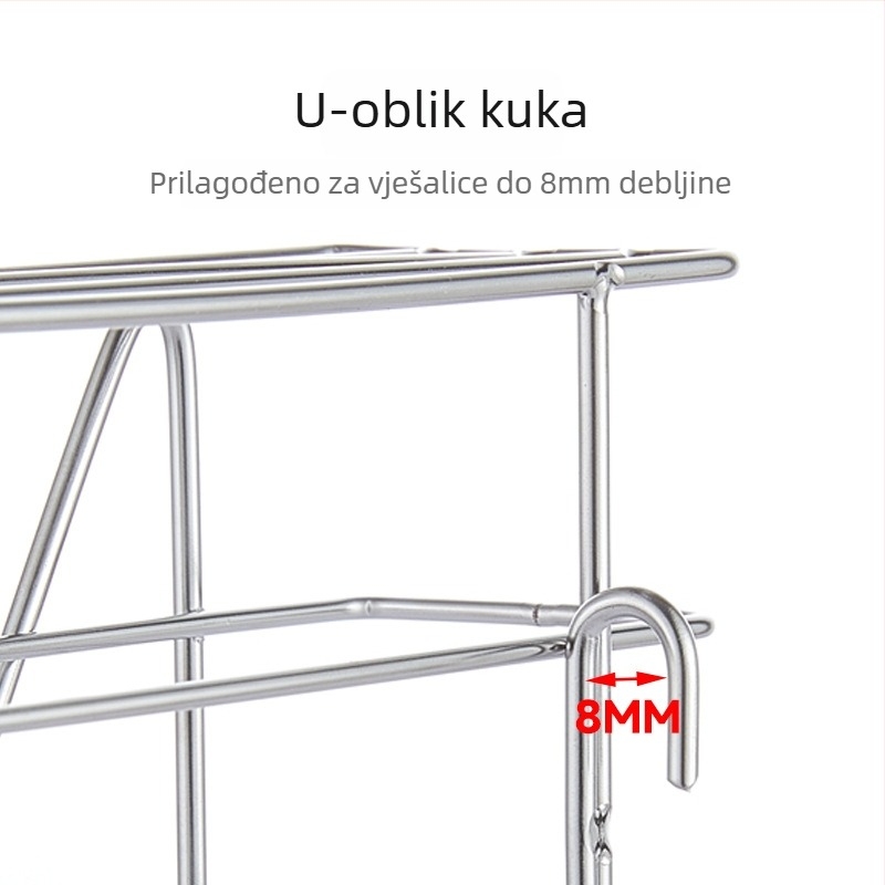 Zidni držač za nože i kuhinjsku organizaciju od 304 nehrđajućeg čelika, višenamjenski, moderni minimalistički stil