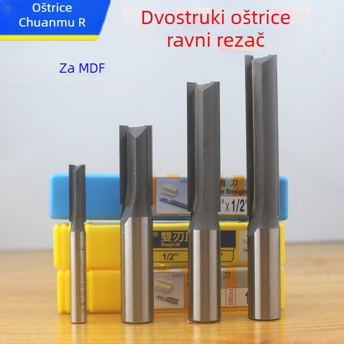 Fresa za drvo, dvostrano oštra ravna freza za ploče gustoće, kompatibilna s strojevima za rezanje, bakelitnim glodalicama, te glodanje drveta i graviranje