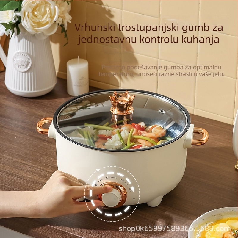 Električna posuda za kuhanje s teflonskim unutarnjim dijelom, 2–3 L, 801-1000 W, upravljanje gumbom