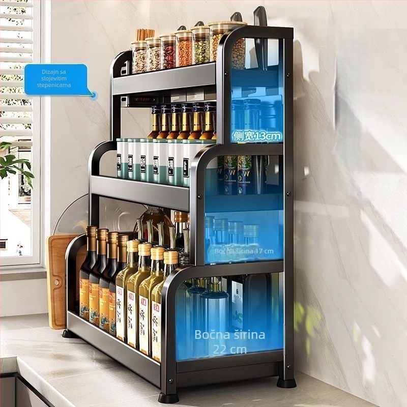 Retro stil stalak za začine na kuhinjskoj ploči, bez bušenja, za bočice umaka i začina