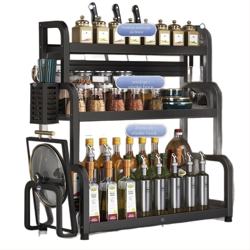 Retro stil stalak za začine na kuhinjskoj ploči, bez bušenja, za bočice umaka i začina