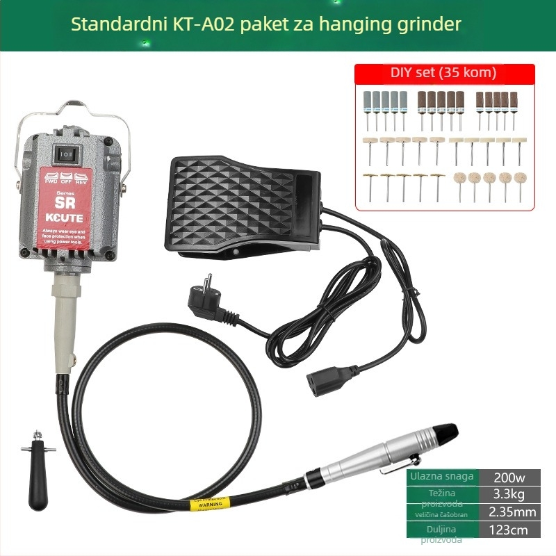 Visokoučinkoviti stroj za graviranje i poliranje nakita s električnim brušenjem za jade i metal, drvorezba i korijen drvoreza, mekani osovinski pogon (Napajanje: 3.7)