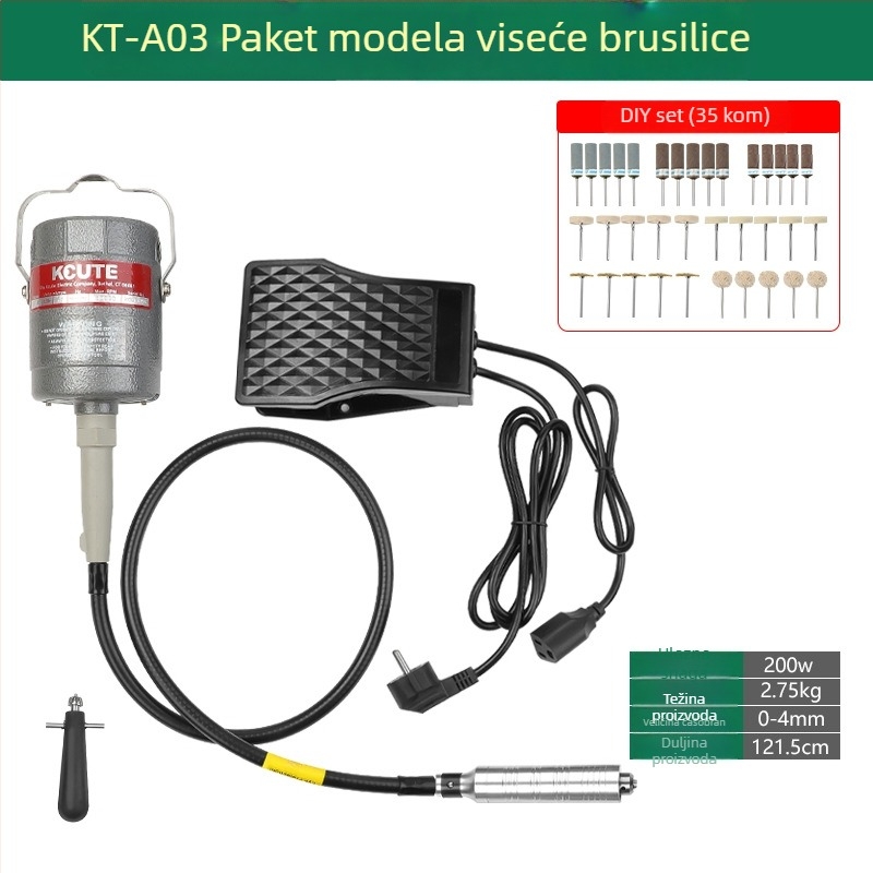 Visokoučinkoviti stroj za graviranje i poliranje nakita s električnim brušenjem za jade i metal, drvorezba i korijen drvoreza, mekani osovinski pogon (Napajanje: 3.7)