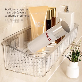 Veliki zidni pretinac za skladištenje, višenamjenski za kuhinju i kupaonicu, bez bušenja, s odvodom, plastična kutija za pohranu s oksidiranom površinom, nosivost 1–5 kg.