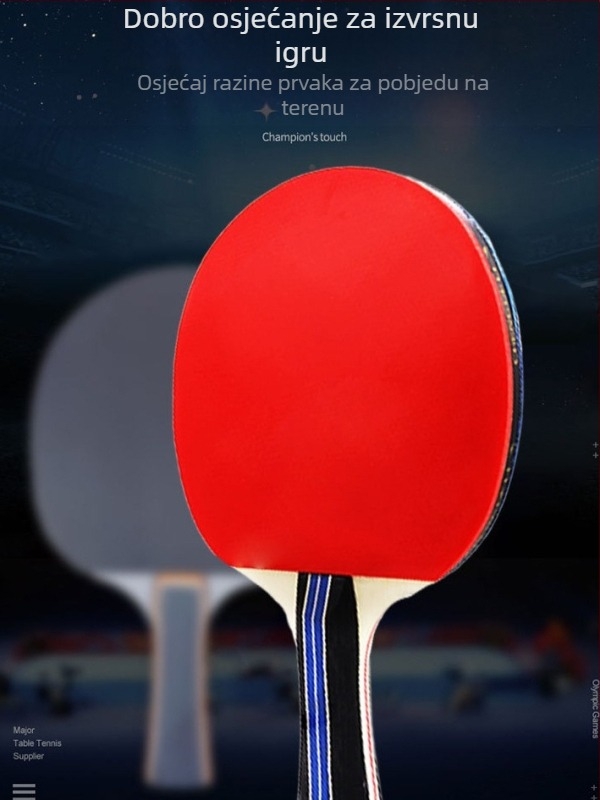 YUNMAI raketa za stolni tenis, horizontalni tip, drvena ploča od topole, adhezivna guma, za trening i natjecanje