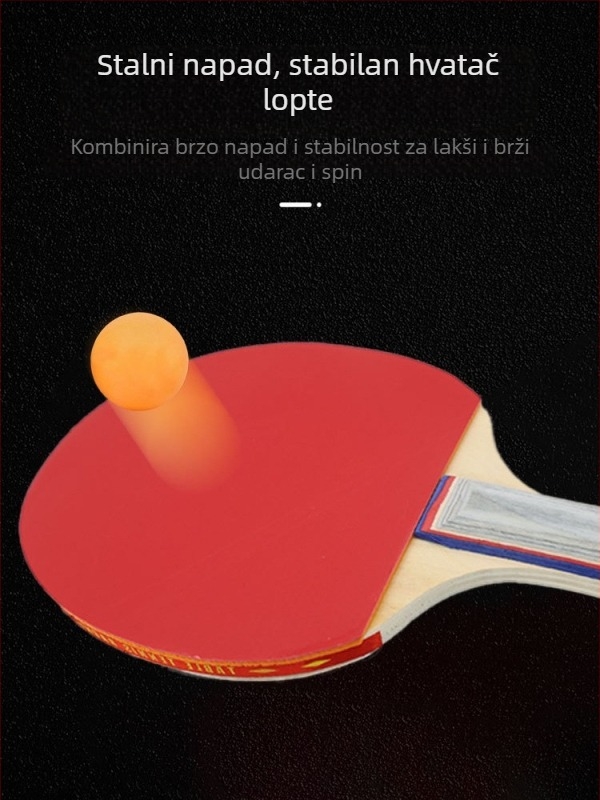 YUNMAI raketa za stolni tenis, horizontalni tip, drvena ploča od topole, adhezivna guma, za trening i natjecanje