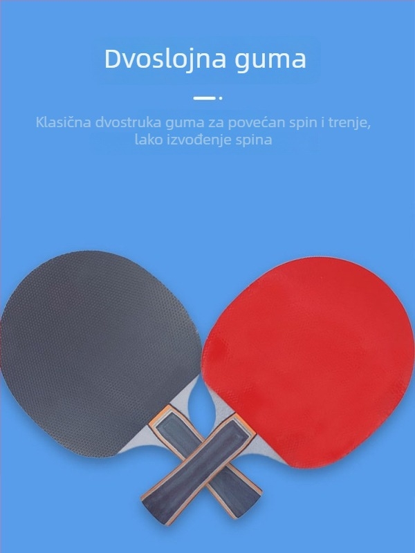 YUNMAI raketa za stolni tenis, horizontalni tip, drvena ploča od topole, adhezivna guma, za trening i natjecanje