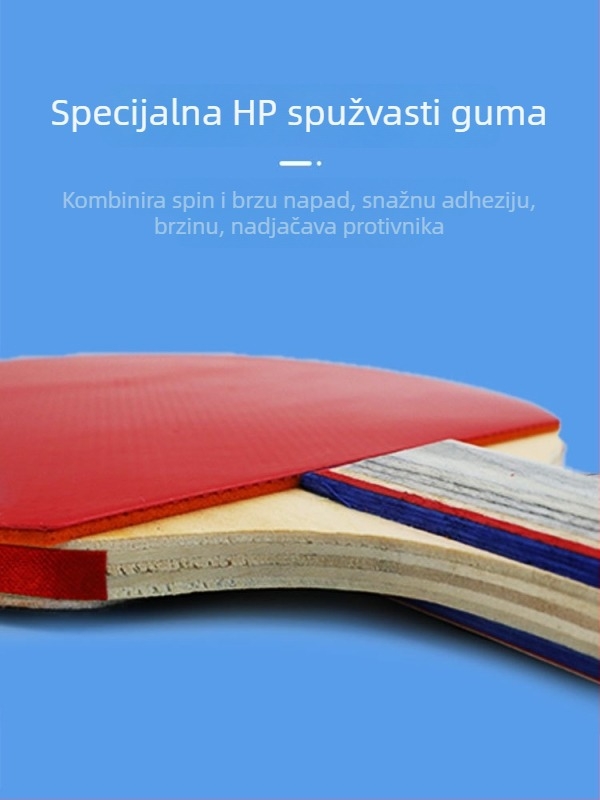 YUNMAI raketa za stolni tenis, horizontalni tip, drvena ploča od topole, adhezivna guma, za trening i natjecanje