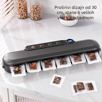 Kućni vakuumski stroj za pakiranje hrane, ABS plastika, promjer 30 cm, snaga 110 W, napon 220 V, kapacitet 1501-2000 ml