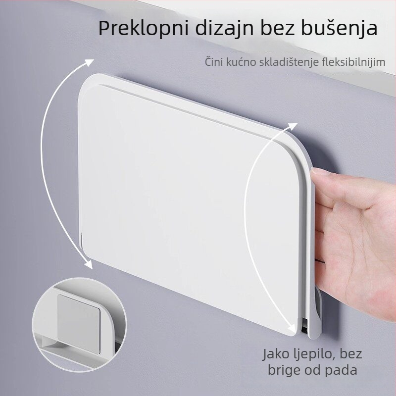 Zidni sklopivi regal za skladištenje – kuhinja i kupaonica; plastični materijal, nosivost 1–5 kg, 1 sloj, oksidirana površina