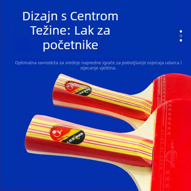 Raketa za stolni tenis, dvostruka invertna guma, horizontalni držač, topolovo drvo, model 6315
