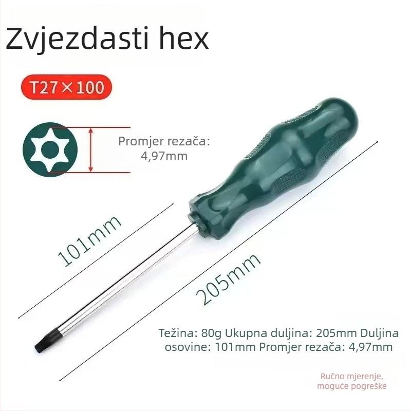 Mingyu Torx odvijač set s otvorom za vješanje, T10–T30, krom-vanadij čelik, izoliran, magnetičan, plastična ručka