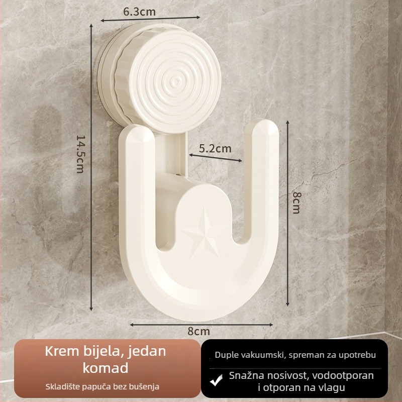 Zidni držač za papuče bez bušenja, s odvodnim kukom, plastičan, nosivost 1 kg, kupaonsko skladište