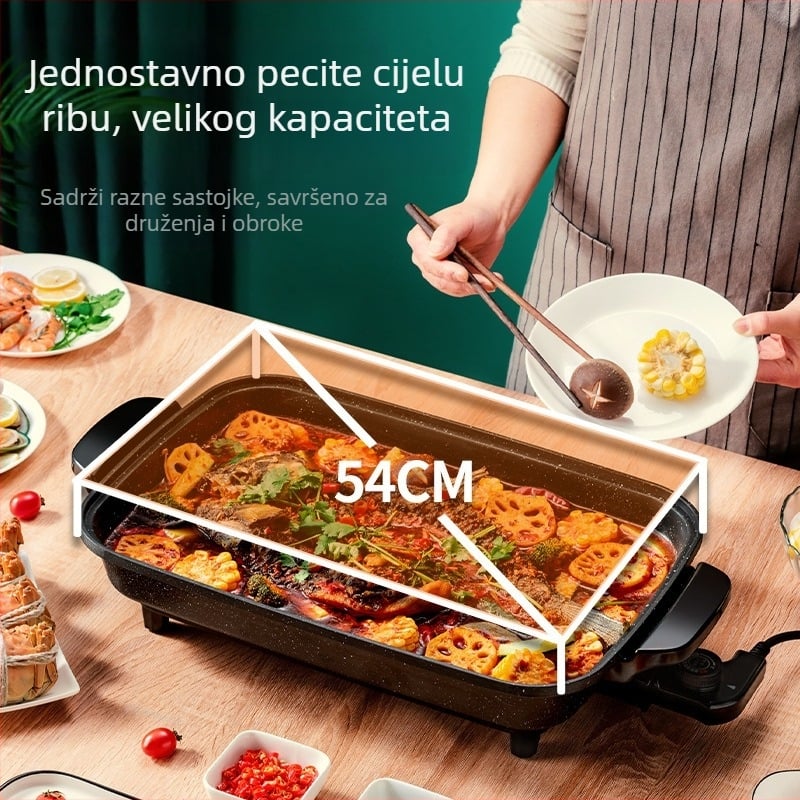 Pravokutna komercijalna električna gril tava za ribu, omotanu u papir, velika kapaciteta, za restorane, višefunkcionalna