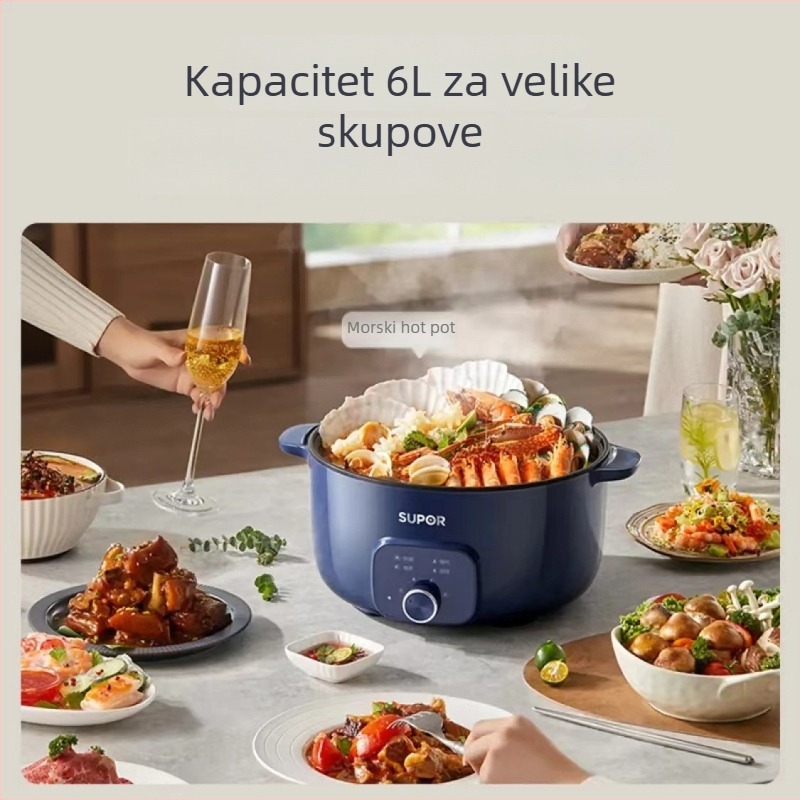 Električna posuda za kuhanje, 6 L kapaciteta, 1501 W i više, unutarnja posuda od legure, regulacija temperature, mehaničko upravljanje