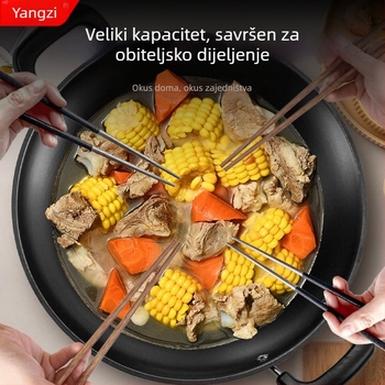 Yangzi lijevano željezna električna tava i lonac za kuhanje, kapacitet 5–6 L, snažno električno kuhalo s funkcijama parenje, prženje, kuhanje i dinstanje