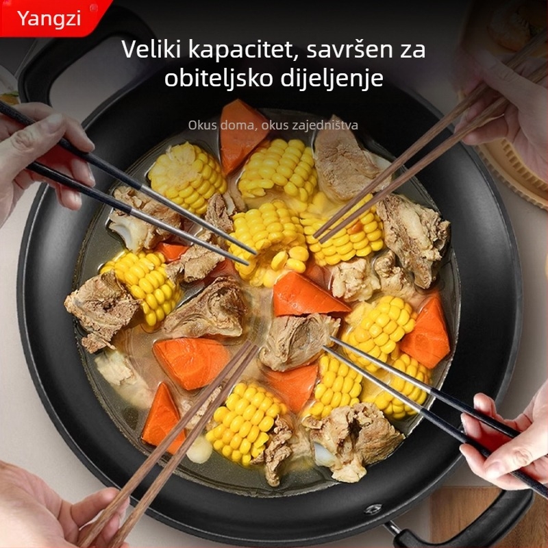 Yangzi lijevano željezna električna tava i lonac za kuhanje, kapacitet 5–6 L, snažno električno kuhalo s funkcijama parenje, prženje, kuhanje i dinstanje