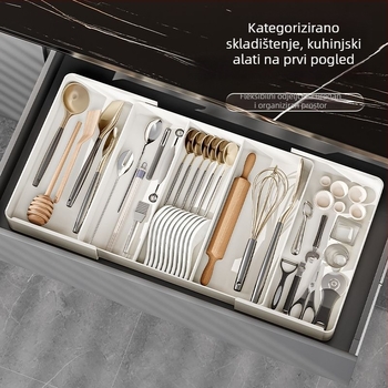 Organizator kuhinjske ladice – izvučni podijeljivač, plastični materijal, bez montaže