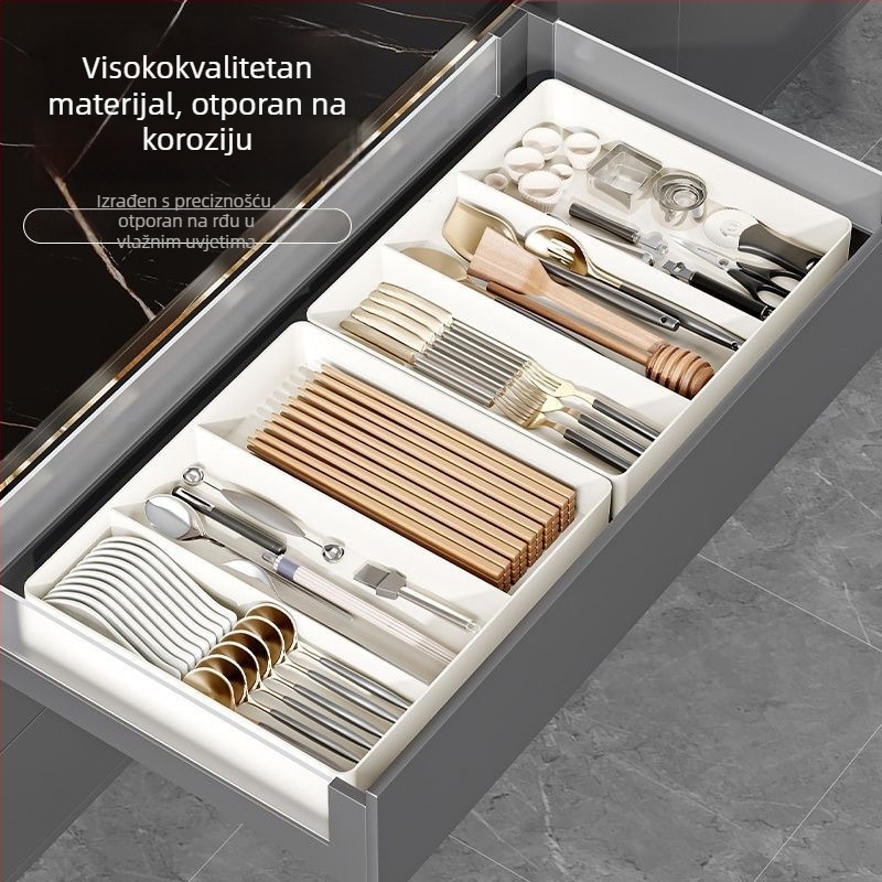 Organizator kuhinjske ladice – izvučni podijeljivač, plastični materijal, bez montaže