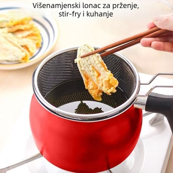 Takaho emajlirani višenamjenski lonac s neprijanjajućim slojem, staklenim poklopom, višeslojno dno, kompatibilan sa svim pločama štednjaka