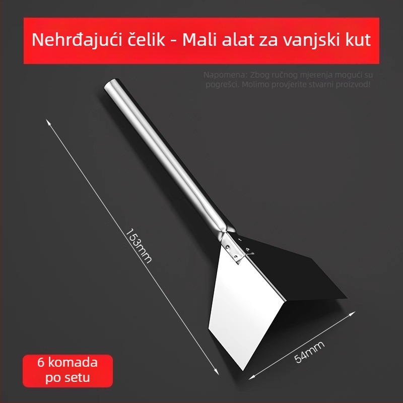 Nerđajući čelični alat za kutove za unutarnje i vanjske zidove – skraper za unutarnje i vanjske kutove te alat za žbukanje, model Putty Scraper, marka Strength.