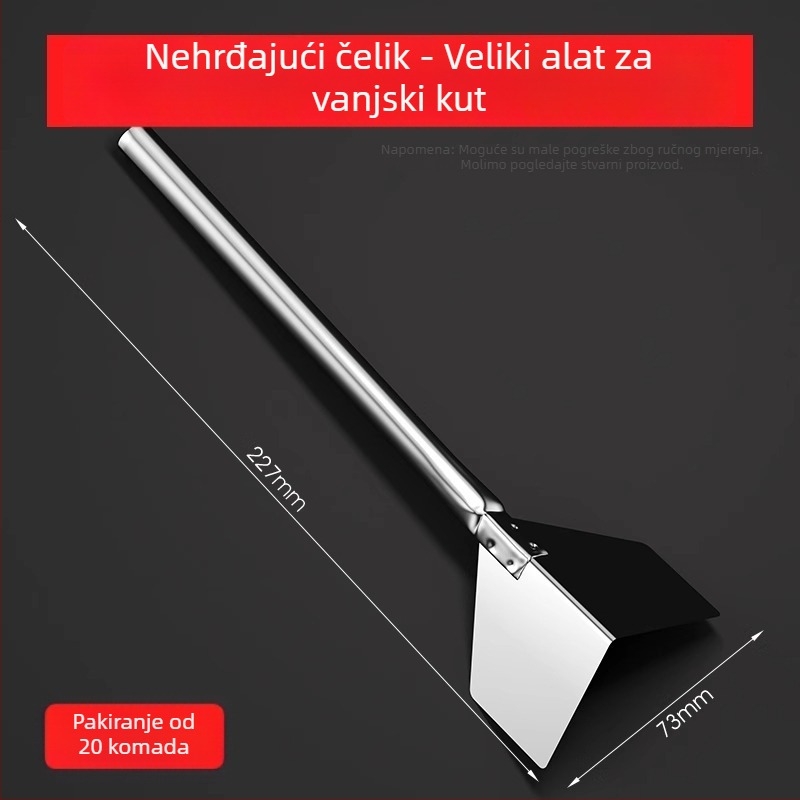 Nerđajući čelični alat za kutove za unutarnje i vanjske zidove – skraper za unutarnje i vanjske kutove te alat za žbukanje, model Putty Scraper, marka Strength.